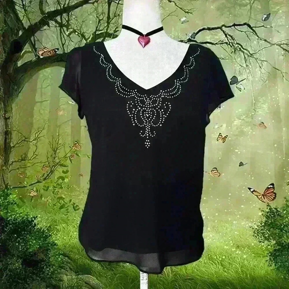 Metaphor Tops - Brand New With Tags 90s Black Mesh Blouse Size M- Originally $49.99